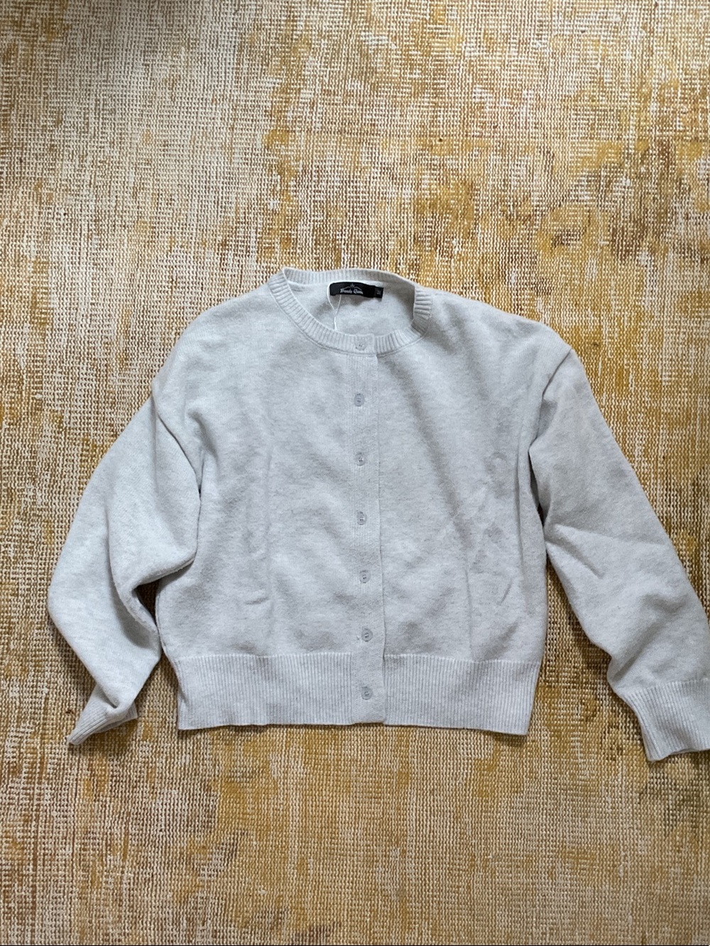 Classic Crewneck Button-Front Cardigan - Light Gray